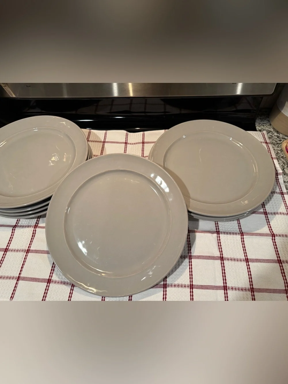 LG Pottery Barn Handcrafted Stoneware Cambria Dinner Plates, Gray, S/4